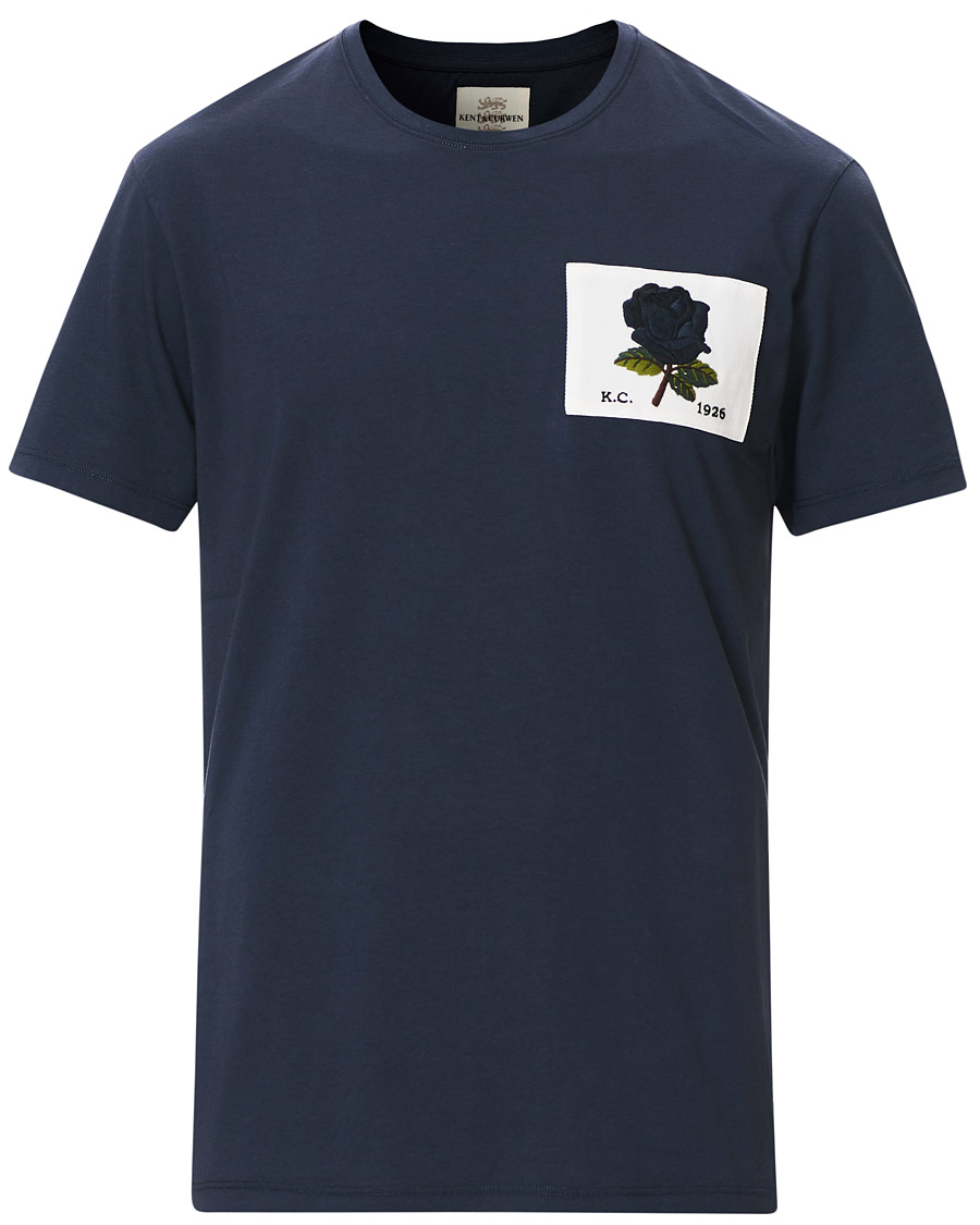 Herre | T-Shirts | Kent & Curwen | Rose Embroidered T-Shirt Navy
