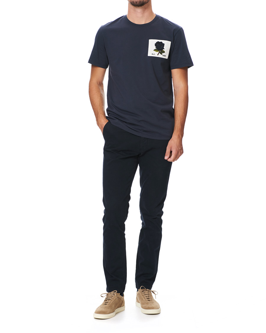 Herre | T-Shirts | Kent & Curwen | Rose Embroidered T-Shirt Navy