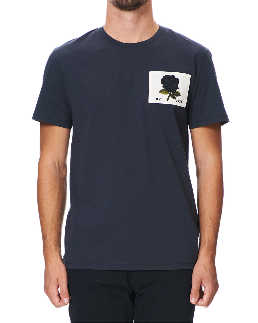 Herre | T-Shirts | Kent & Curwen | Rose Embroidered T-Shirt Navy