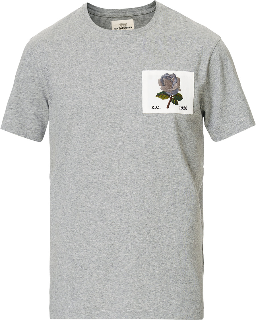 Herre | T-Shirts | Kent & Curwen | Rose Embroidered T-Shirt Grey