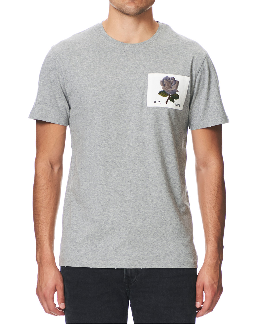 Herre | T-Shirts | Kent & Curwen | Rose Embroidered T-Shirt Grey