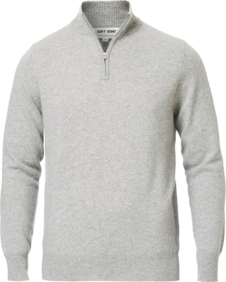 Herre | Trøjer | Soft Goat | Cashmere Half Zip Grey
