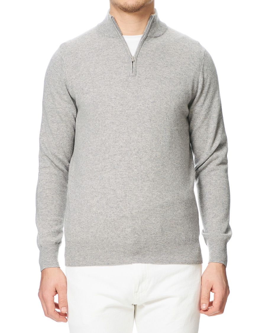 Herre | Trøjer | Soft Goat | Cashmere Half Zip Grey