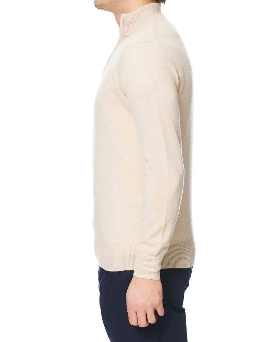 Herre | Trøjer | Soft Goat | Cashmere Half Zip Beige