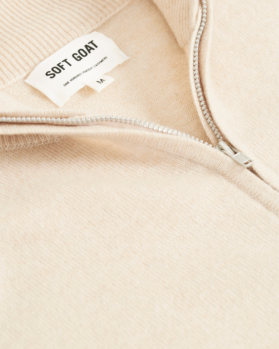 Herre | Trøjer | Soft Goat | Cashmere Half Zip Beige