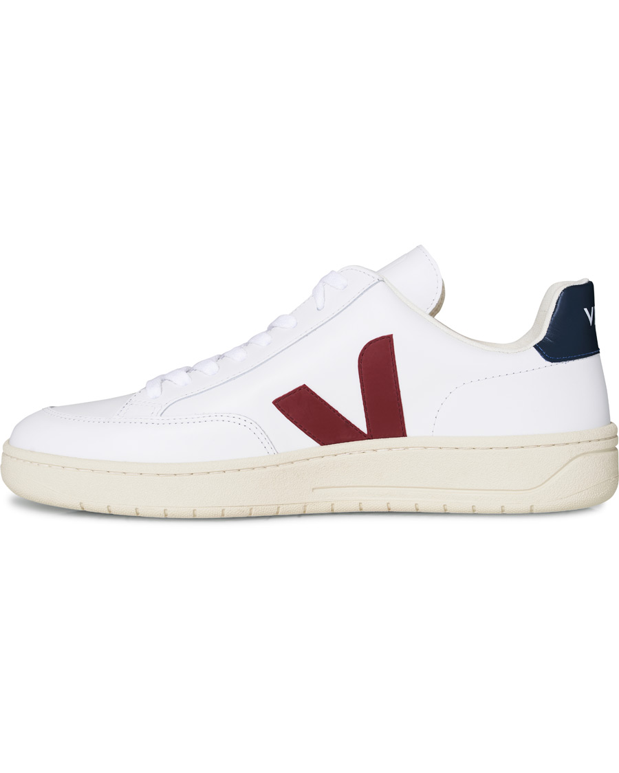 Herre | Veja V-12 Leather Sneaker White Marsala/Nautico | Veja | V-12 Leather Sneaker White Marsala/Nautico