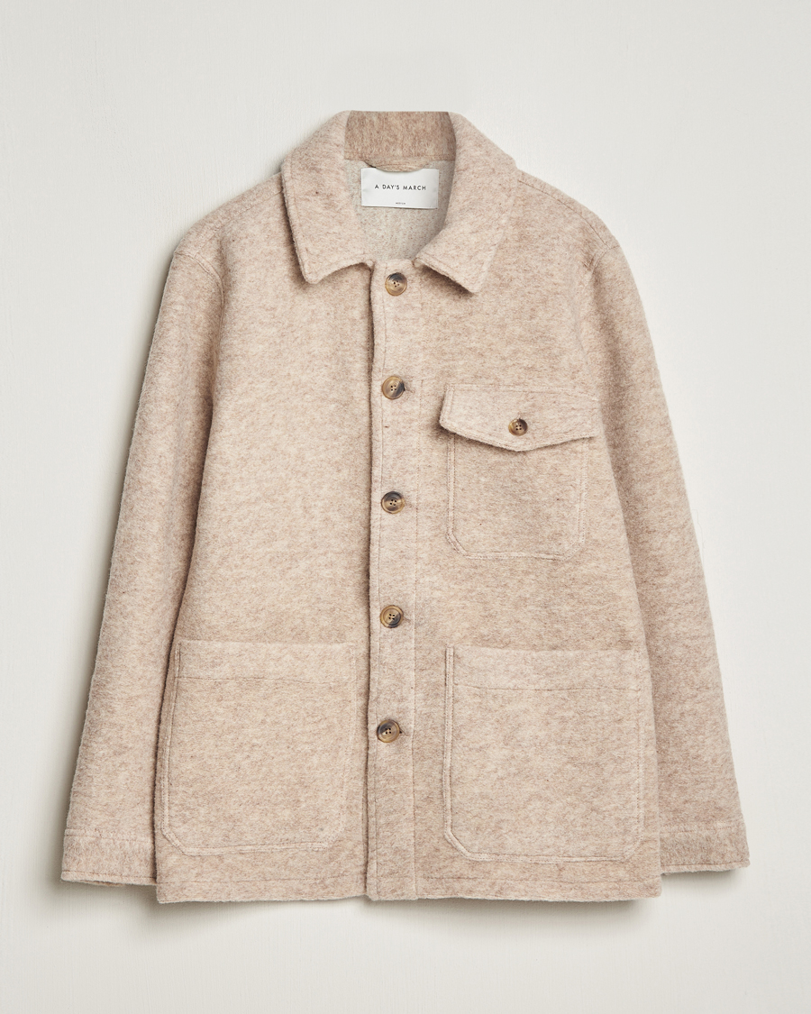Herre |  | A Day's March | Chaumont Heavy Wool Overshirt Sand