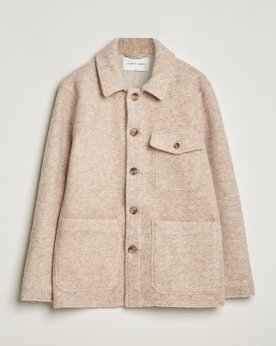 Herre | Jakker | A Day's March | Chaumont Heavy Wool Overshirt Sand