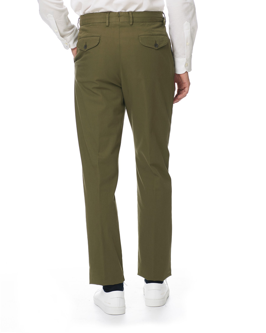 Herre | Bukser | Lardini | Luxor Double Pleated Cotton Trousers Green