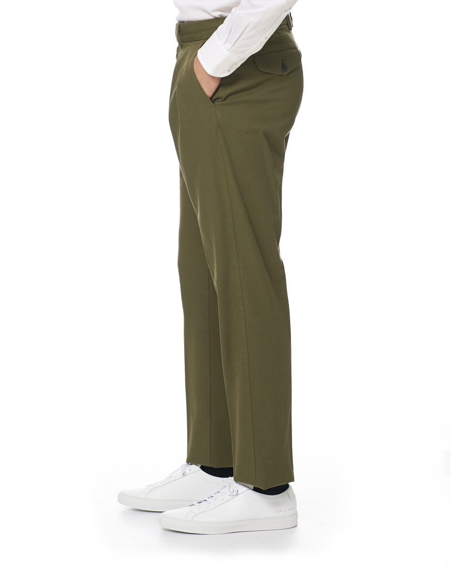 Herre | Bukser | Lardini | Luxor Double Pleated Cotton Trousers Green
