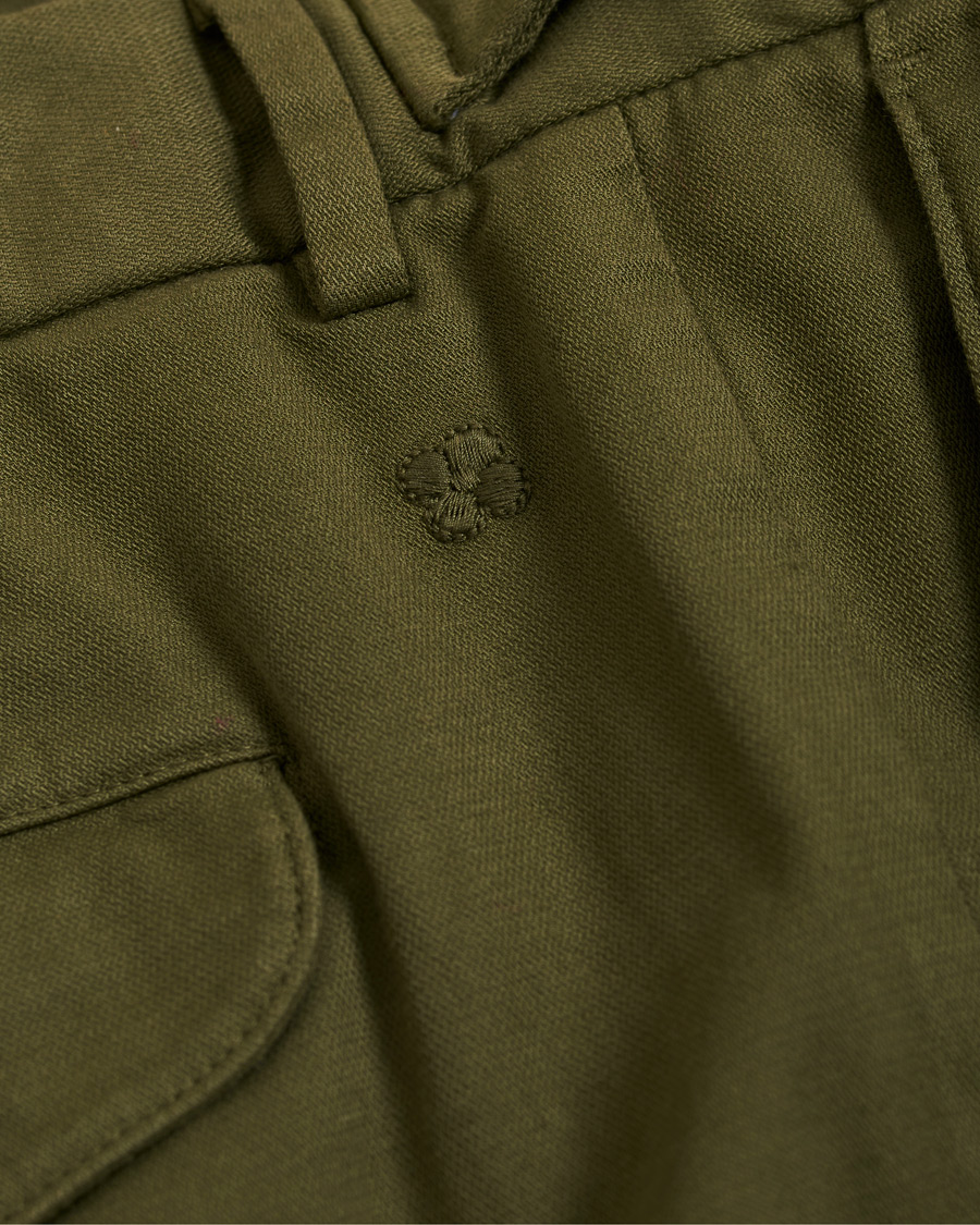 Herre | Bukser | Lardini | Luxor Double Pleated Cotton Trousers Green