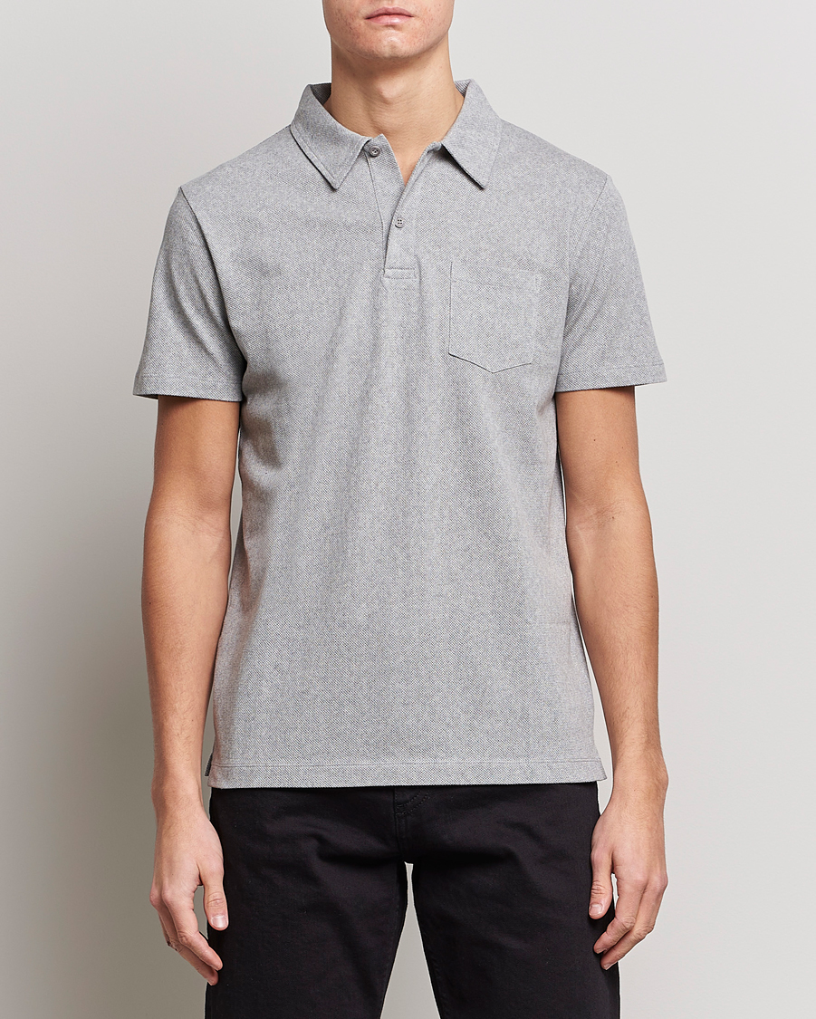 Herre | Kortærmede polotrøjer | Sunspel | Riviera Polo Shirt Grey Melange