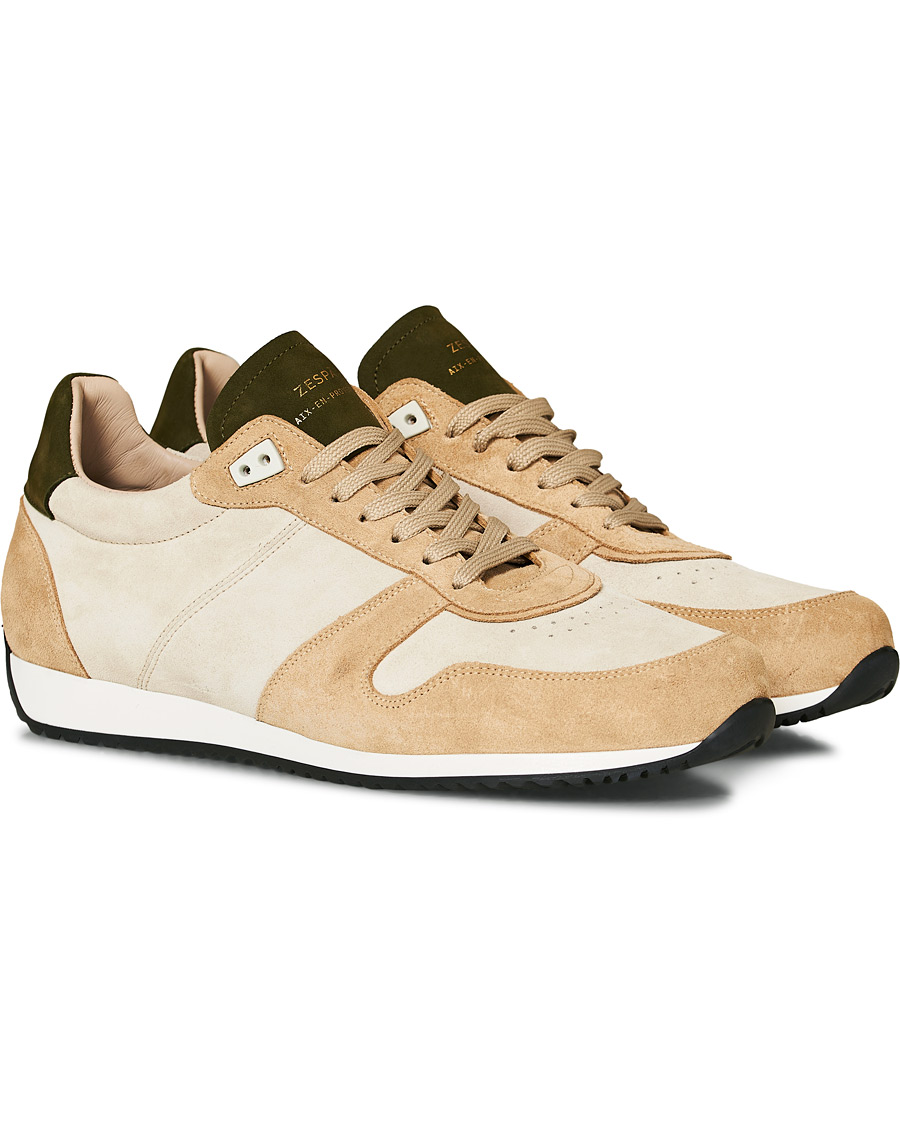 Herre | Zespà ZSP6 Suede Runner Sneakers Off White/Savane | Zespà | ZSP6 Suede Runner Sneakers Off White/Savane