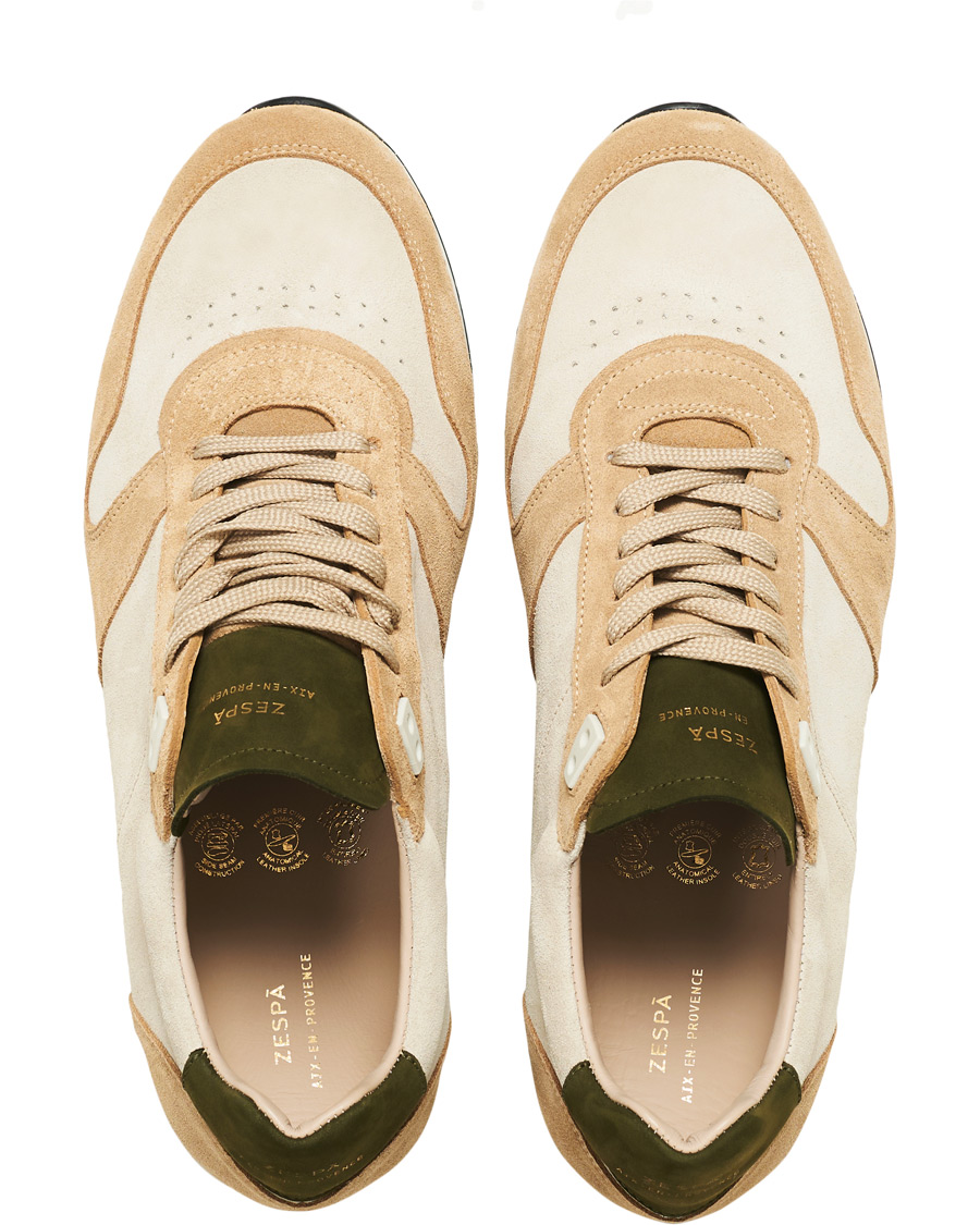 Herre | Zespà ZSP6 Suede Runner Sneakers Off White/Savane | Zespà | ZSP6 Suede Runner Sneakers Off White/Savane