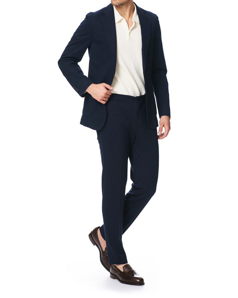 Herre | Bukser | Oscar Jacobson | Neil Jersey Drawstring Trousers Navy