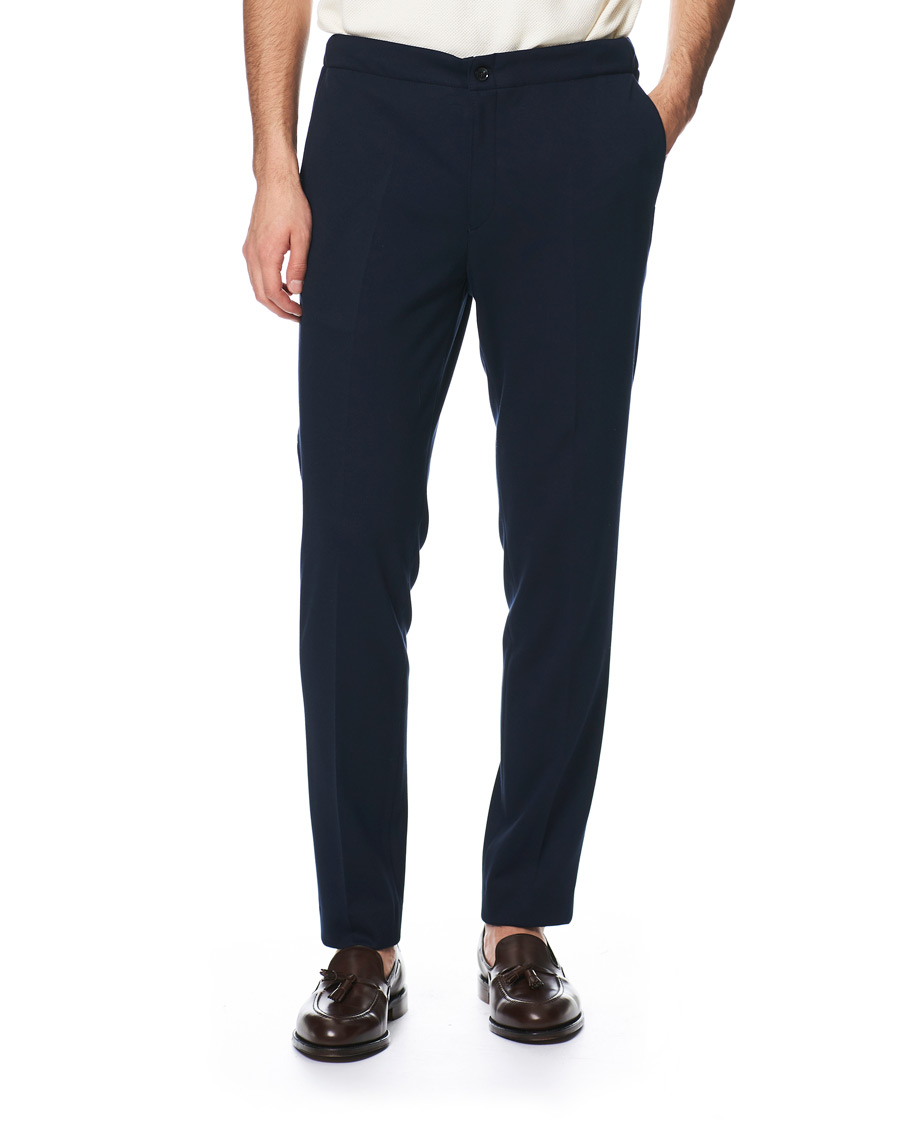 Herre | Bukser | Oscar Jacobson | Neil Jersey Drawstring Trousers Navy