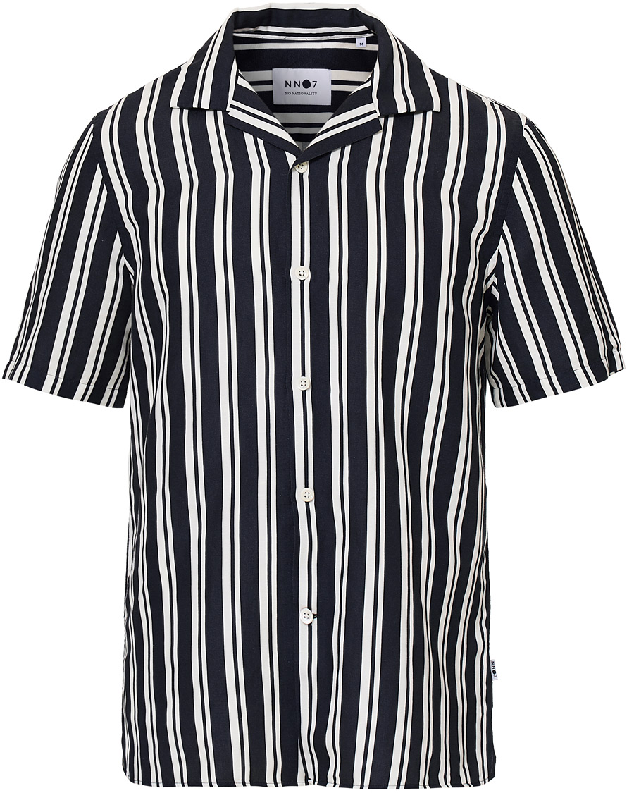 Herre | Skjorter | NN07 | Miyagi Camp Collar Short Sleeve Shirt Navy/White