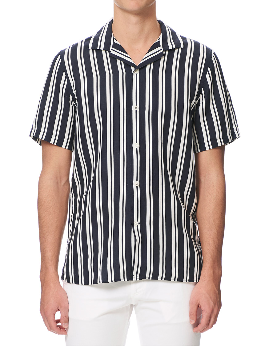 Herre | Skjorter | NN07 | Miyagi Camp Collar Short Sleeve Shirt Navy/White