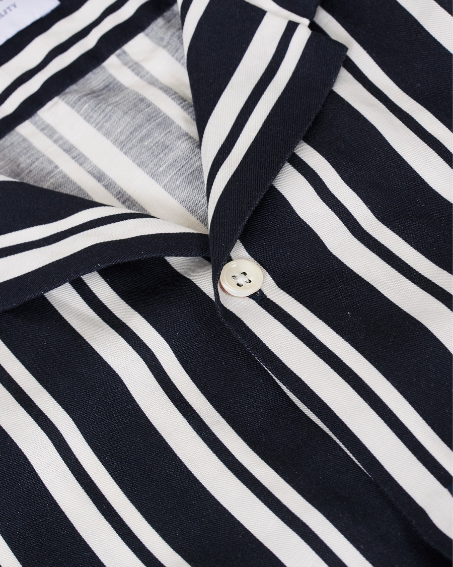 Herre | Skjorter | NN07 | Miyagi Camp Collar Short Sleeve Shirt Navy/White