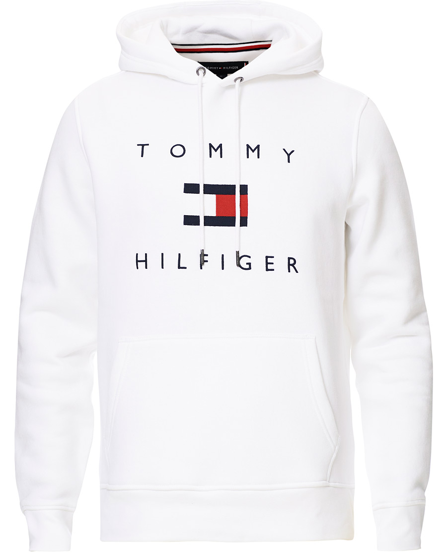 Bror Betydelig Regenerativ Tommy Hilfiger Flag Logo Hoodie White - CareOfCarl.dk