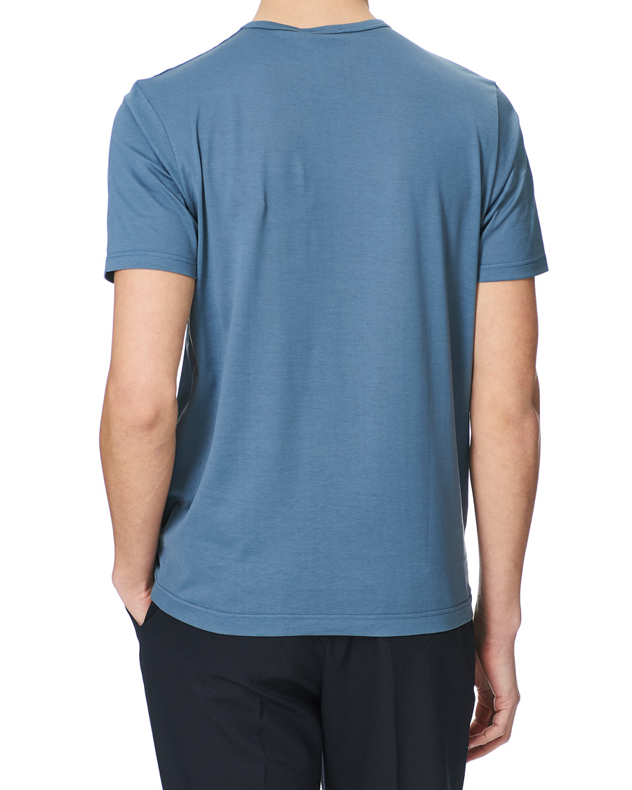 Herre | T-Shirts | Sunspel | Crew Neck Cotton Tee Blue Slate
