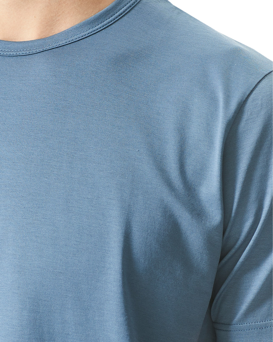 Herre | T-Shirts | Sunspel | Crew Neck Cotton Tee Blue Slate