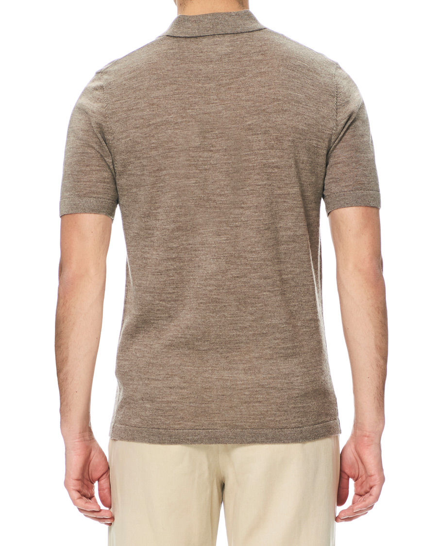Herre | Polotrøjer | A Day's March | Short Sleeve Merino Polo Taupe Melange
