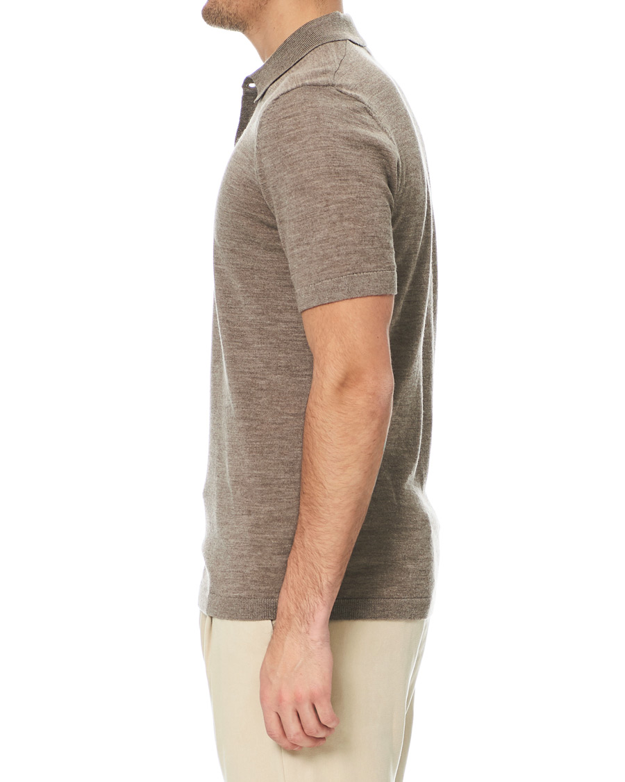 Herre | Polotrøjer | A Day's March | Short Sleeve Merino Polo Taupe Melange