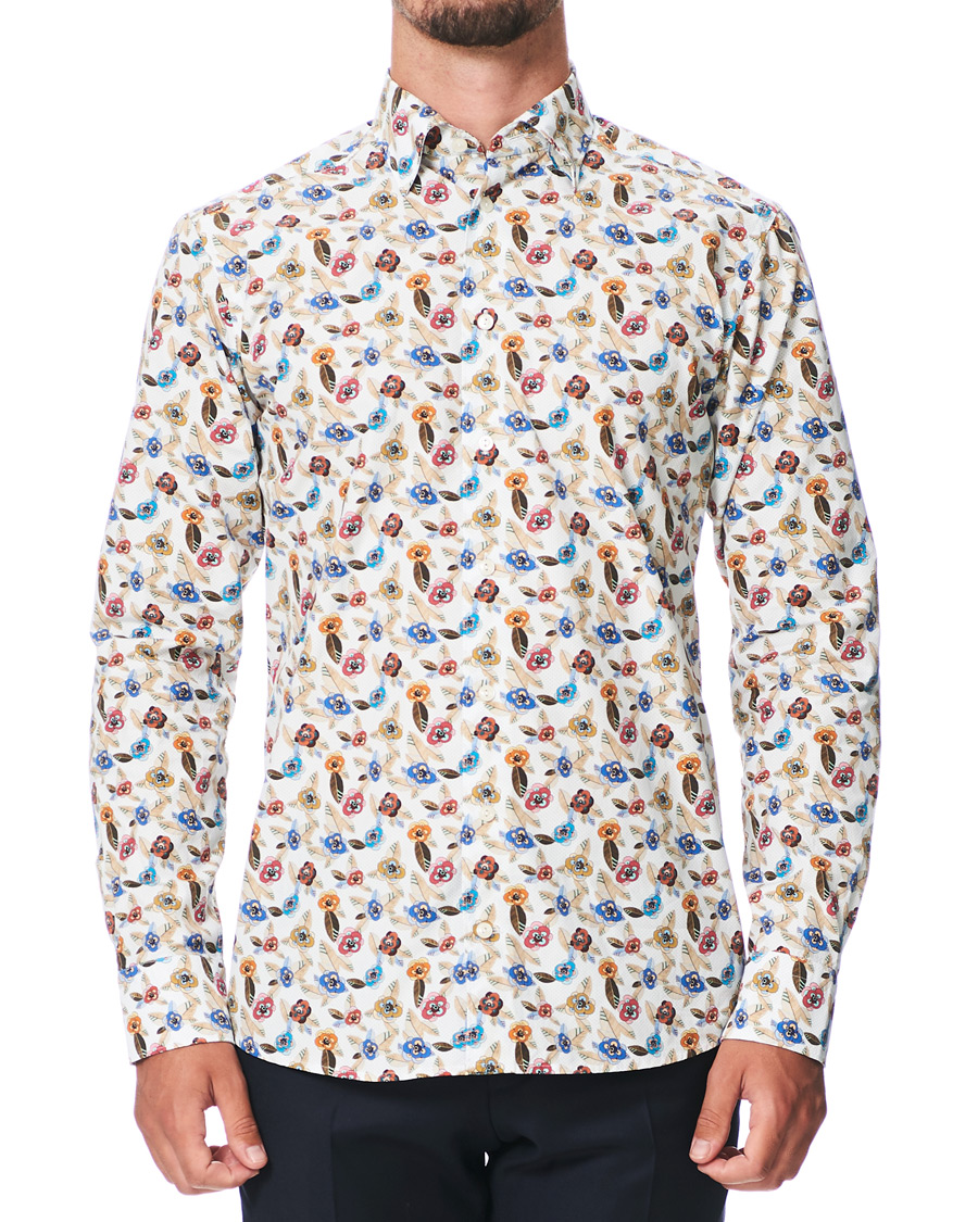 Herre | Skjorter | Eton | Slim Fit Printed Button Under Shirt White