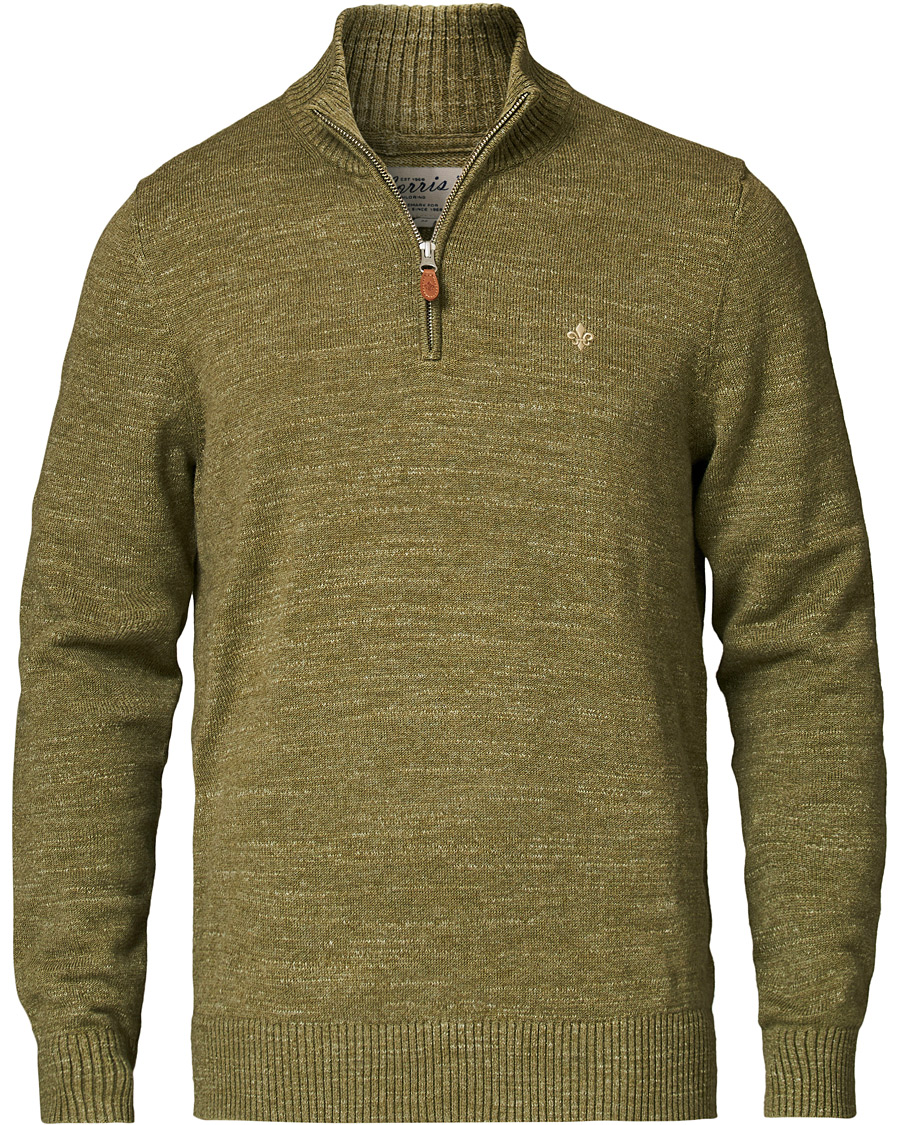 Herre | Trøjer | Morris | Randall Cotton Half-Zip Sweater Olive