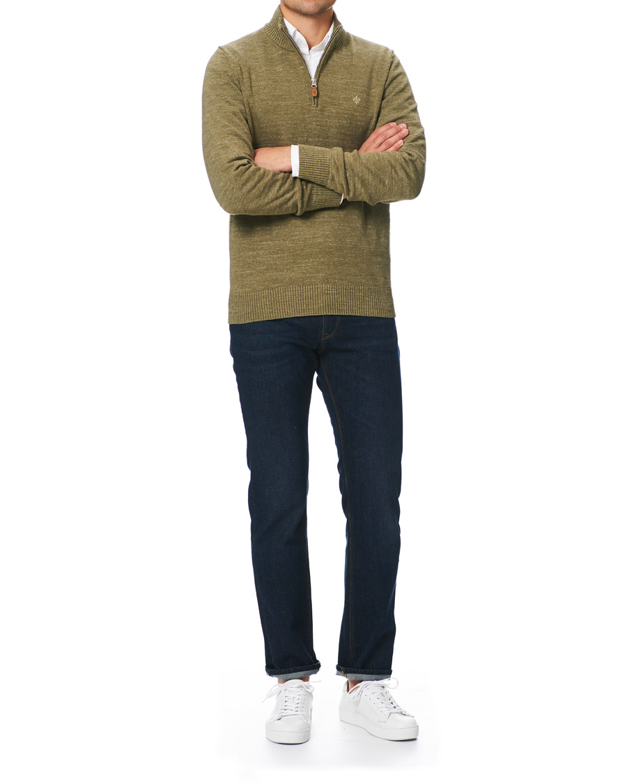 Herre | Trøjer | Morris | Randall Cotton Half-Zip Sweater Olive