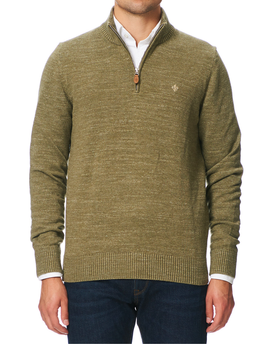 Herre | Trøjer | Morris | Randall Cotton Half-Zip Sweater Olive