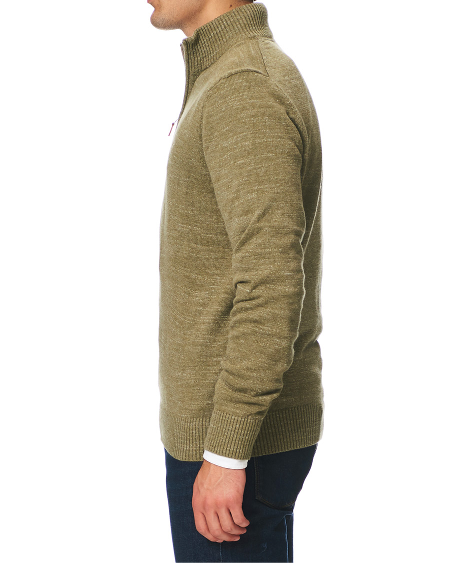 Herre | Trøjer | Morris | Randall Cotton Half-Zip Sweater Olive