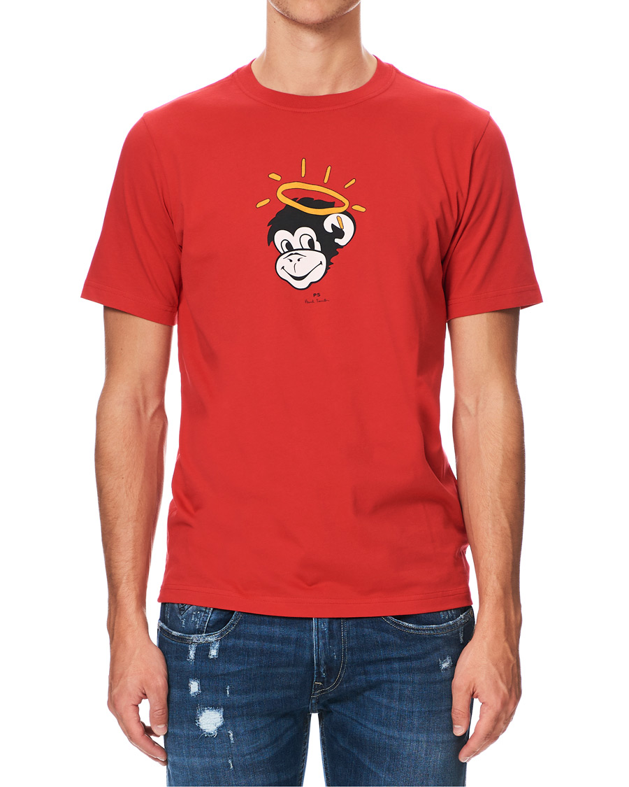 Herre | T-Shirts | PS Paul Smith | Regular Fit Monkey Halo Tee Red