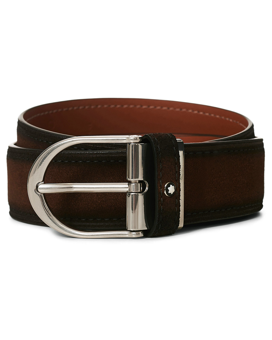 Herre | Montblanc Horseshoe Buckle Belt 35mm Light Brown Suede | Montblanc | Horseshoe Buckle Belt 35mm Light Brown Suede