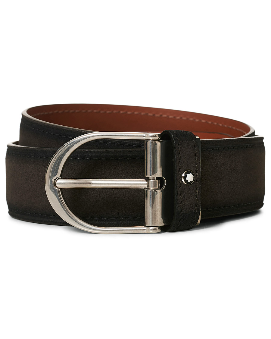Herre | Montblanc Horseshoe Buckle Belt 35mm Grey Suede | Montblanc | Horseshoe Buckle Belt 35mm Grey Suede