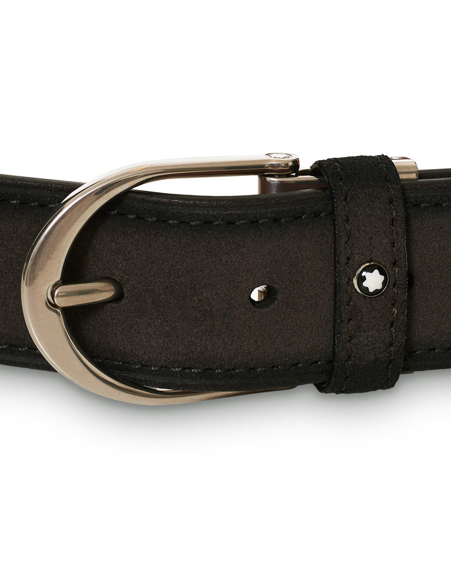 Herre | Montblanc Horseshoe Buckle Belt 35mm Grey Suede | Montblanc | Horseshoe Buckle Belt 35mm Grey Suede