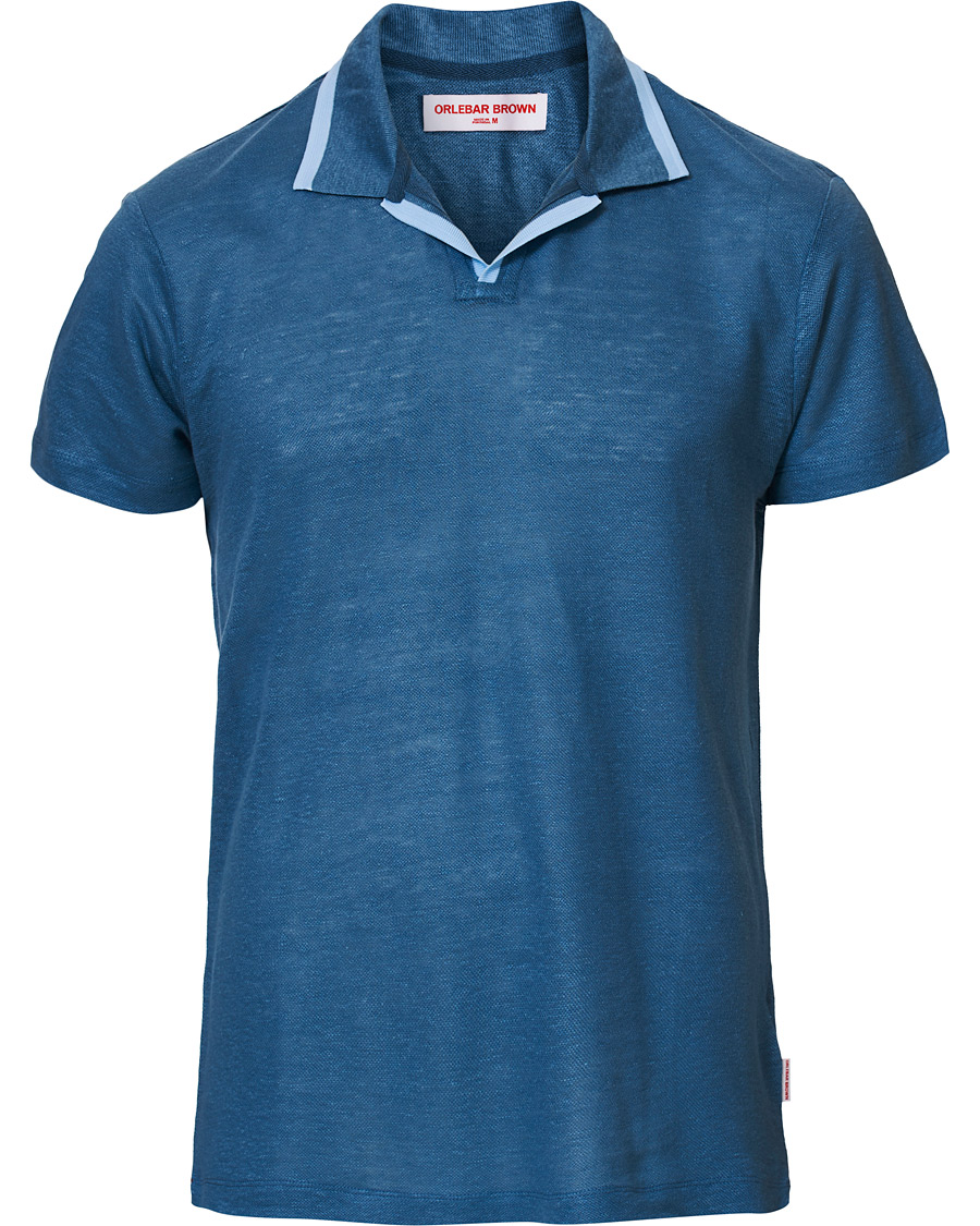 Herre | Polotrøjer | Orlebar Brown | Felix Linen Polo Blue Haze/Washed Indigo