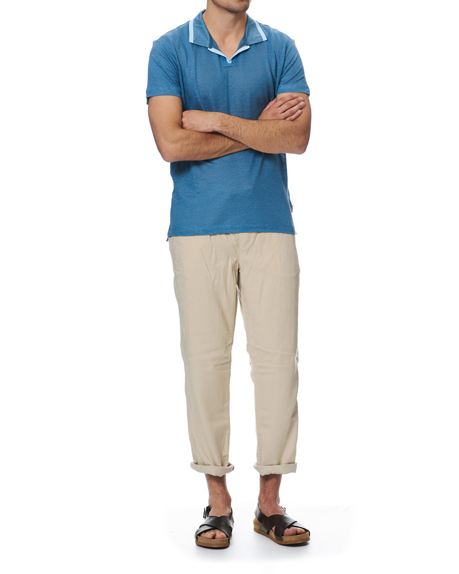 Herre | Polotrøjer | Orlebar Brown | Felix Linen Polo Blue Haze/Washed Indigo