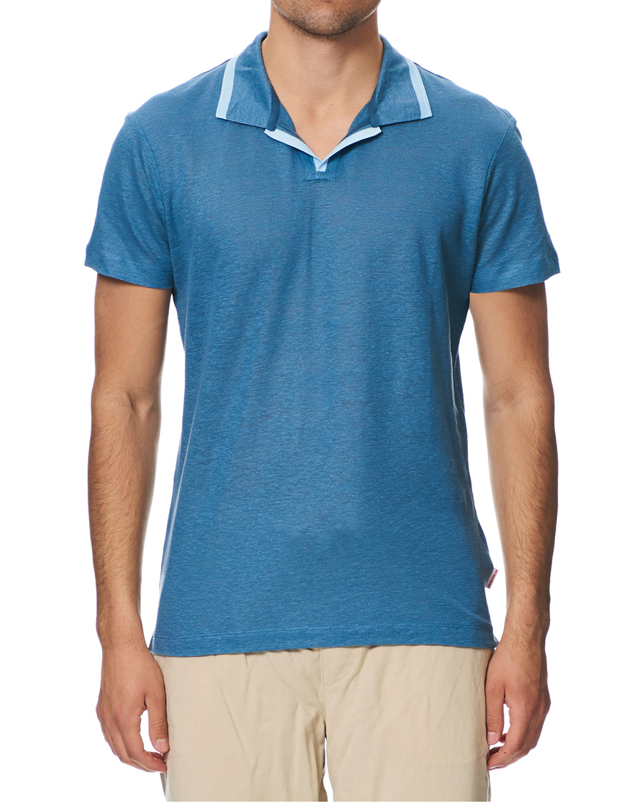 Herre | Polotrøjer | Orlebar Brown | Felix Linen Polo Blue Haze/Washed Indigo
