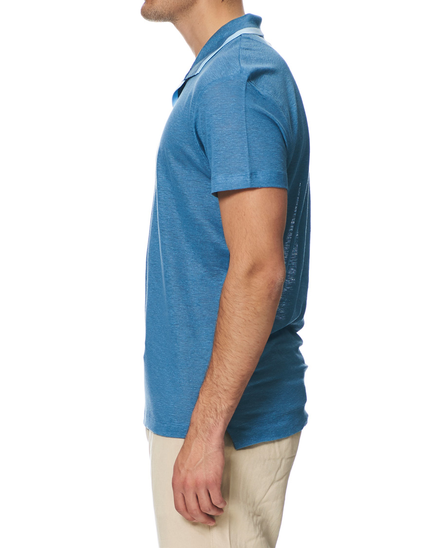 Herre | Polotrøjer | Orlebar Brown | Felix Linen Polo Blue Haze/Washed Indigo
