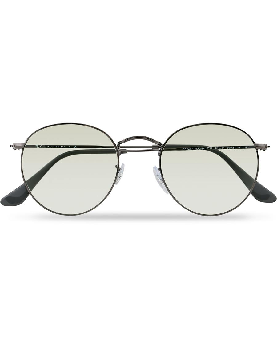 Herre | Ray-Ban 0RB3447 Round Metal Sunglasses Gunmetal/Light Green | Ray-Ban | 0RB3447 Round Metal Sunglasses Gunmetal/Light Green