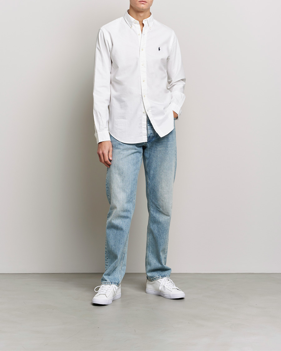 Herre | Preppy AuthenticGAMMAL | Polo Ralph Lauren | Custom Fit Garment Dyed Oxford Shirt White