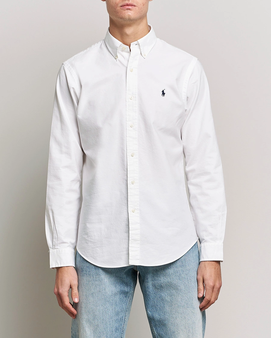 Herre | Skjorter | Polo Ralph Lauren | Custom Fit Garment Dyed Oxford Shirt White