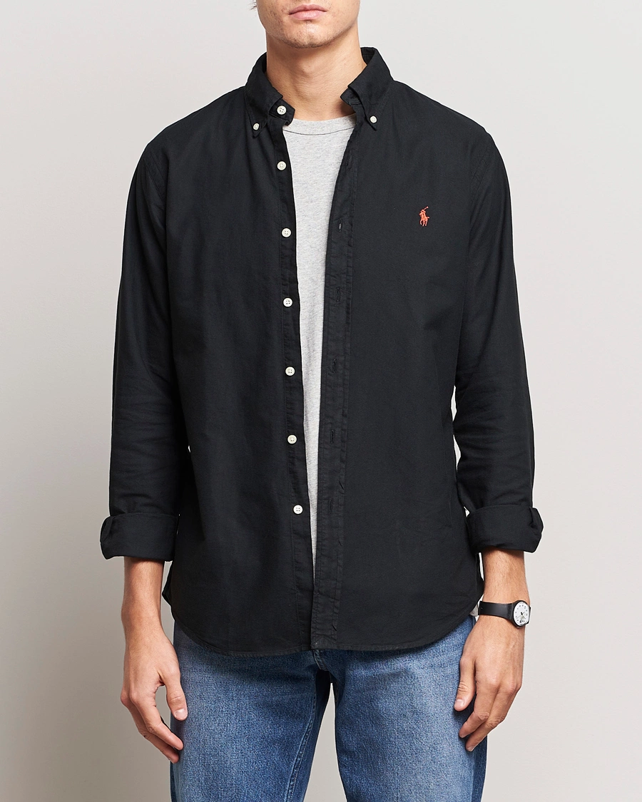 Herre |  | Polo Ralph Lauren | Custom Fit Garment Dyed Oxford Shirt Black