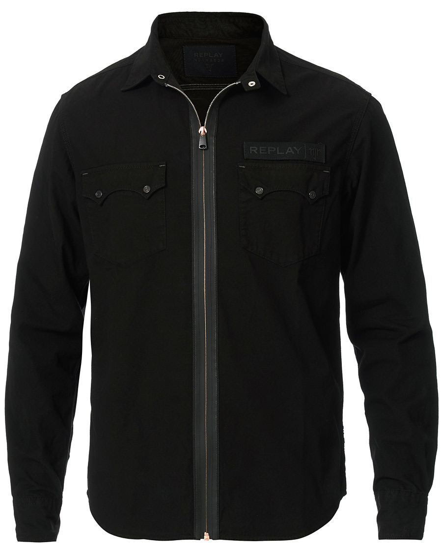 Herre | Skjorter | Replay | Neymar JR Denim Full Zip Overshirt Black