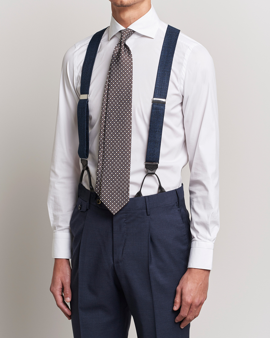 Men | Best of British | Albert Thurston | Hardy Minnis Bamboo Braces 38mm Navy