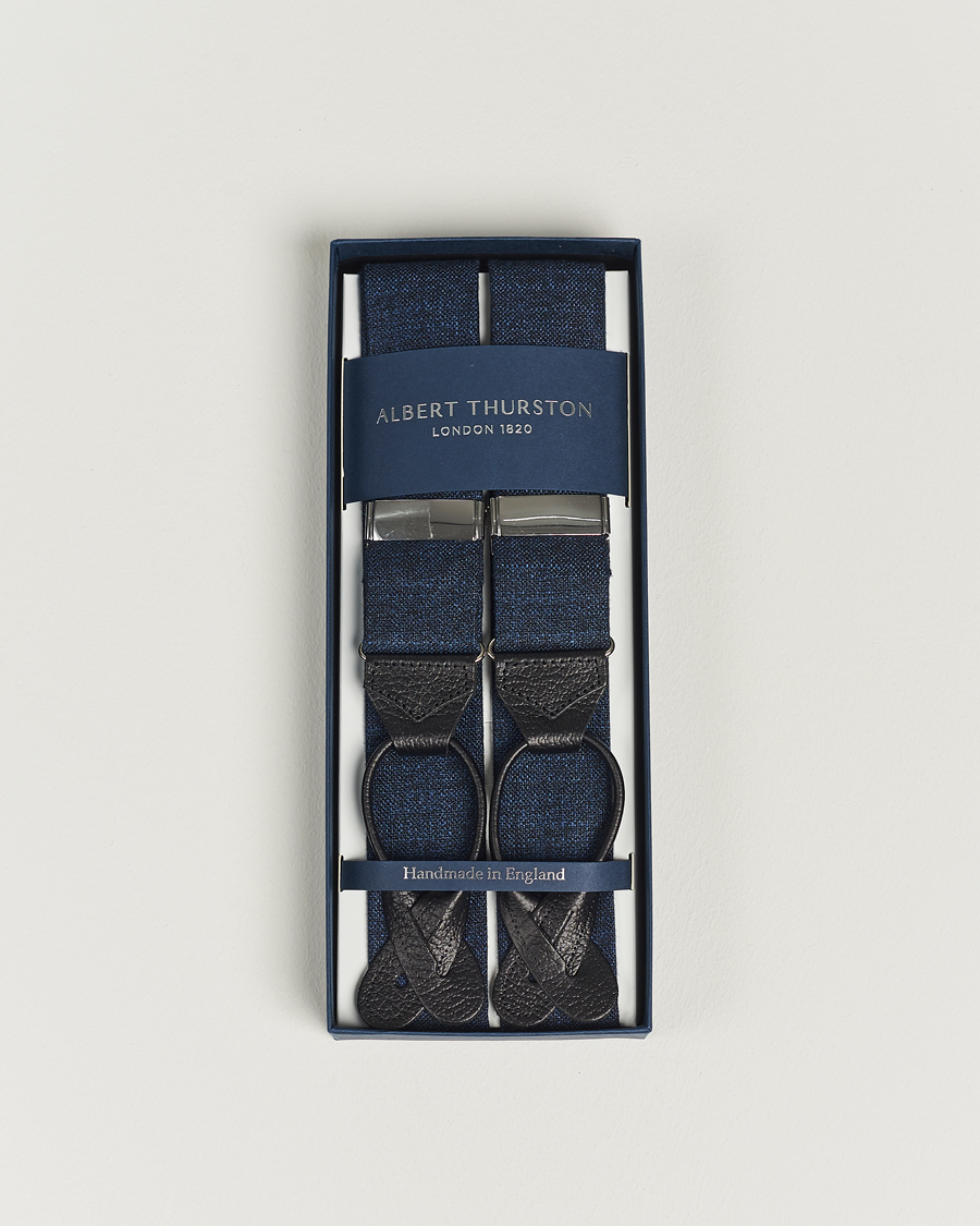 Herre | Albert Thurston Hardy Minnis Bamboo Braces 38mm Navy | Albert Thurston | Hardy Minnis Bamboo Braces 38mm Navy