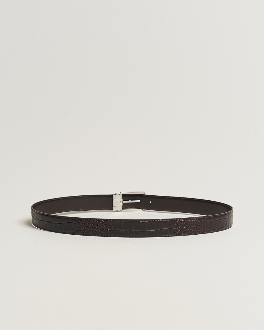 Herre | Bælter | Montblanc | Square Buckle Alligator Printed 35mm Leather Belt Brown