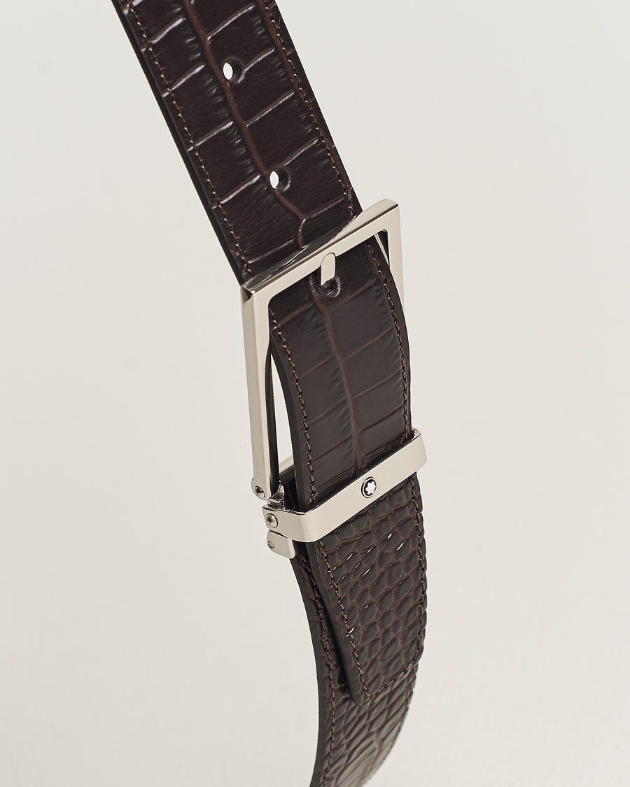 Herre | Bælter | Montblanc | Square Buckle Alligator Printed 35mm Leather Belt Brown